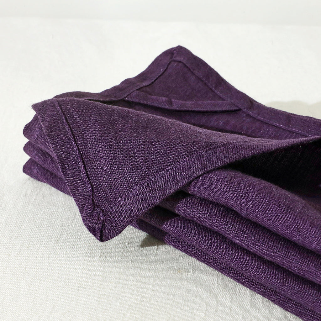 Deep Purple - 100% French Flax Linen Napkins