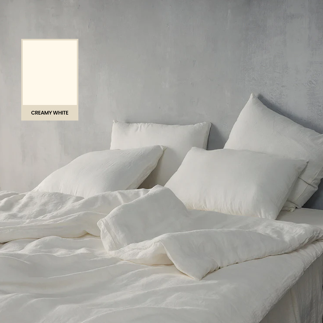 Creamy White Linen Euros - 100% French Flax Linen - Bistara Linen Co.