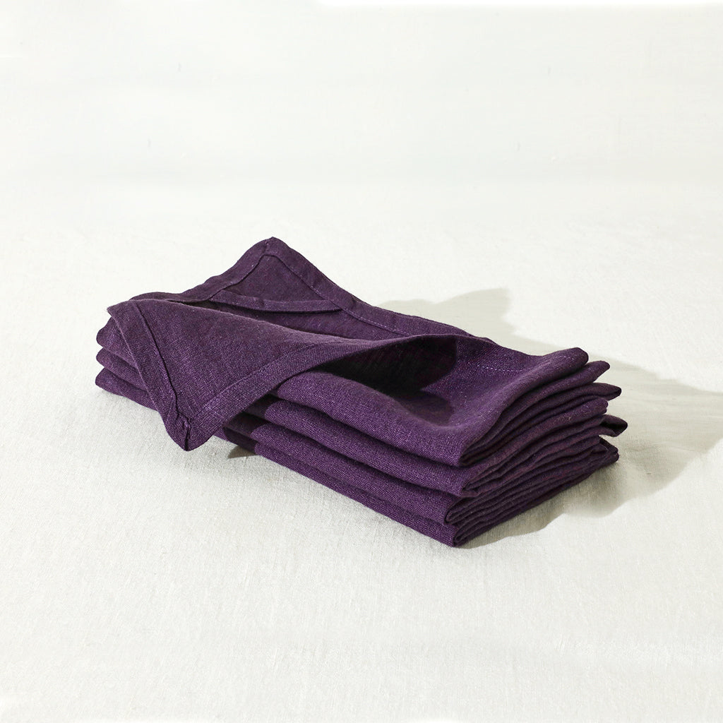 Deep Purple - 100% French Flax Linen Napkins