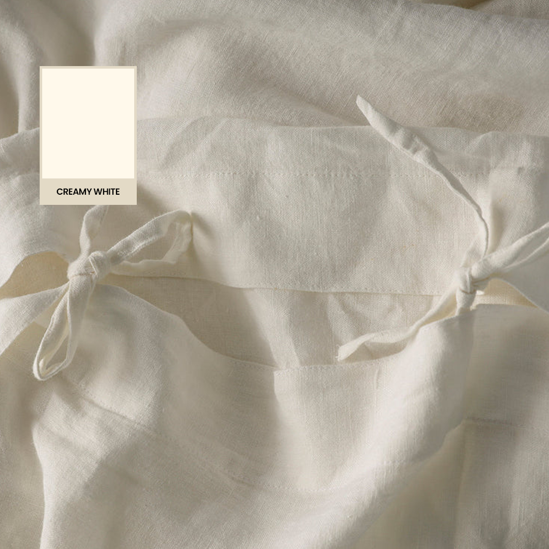 Creamy White Linen Sheet Set - 100% French Flax Linen - Bistara Linen Co.
