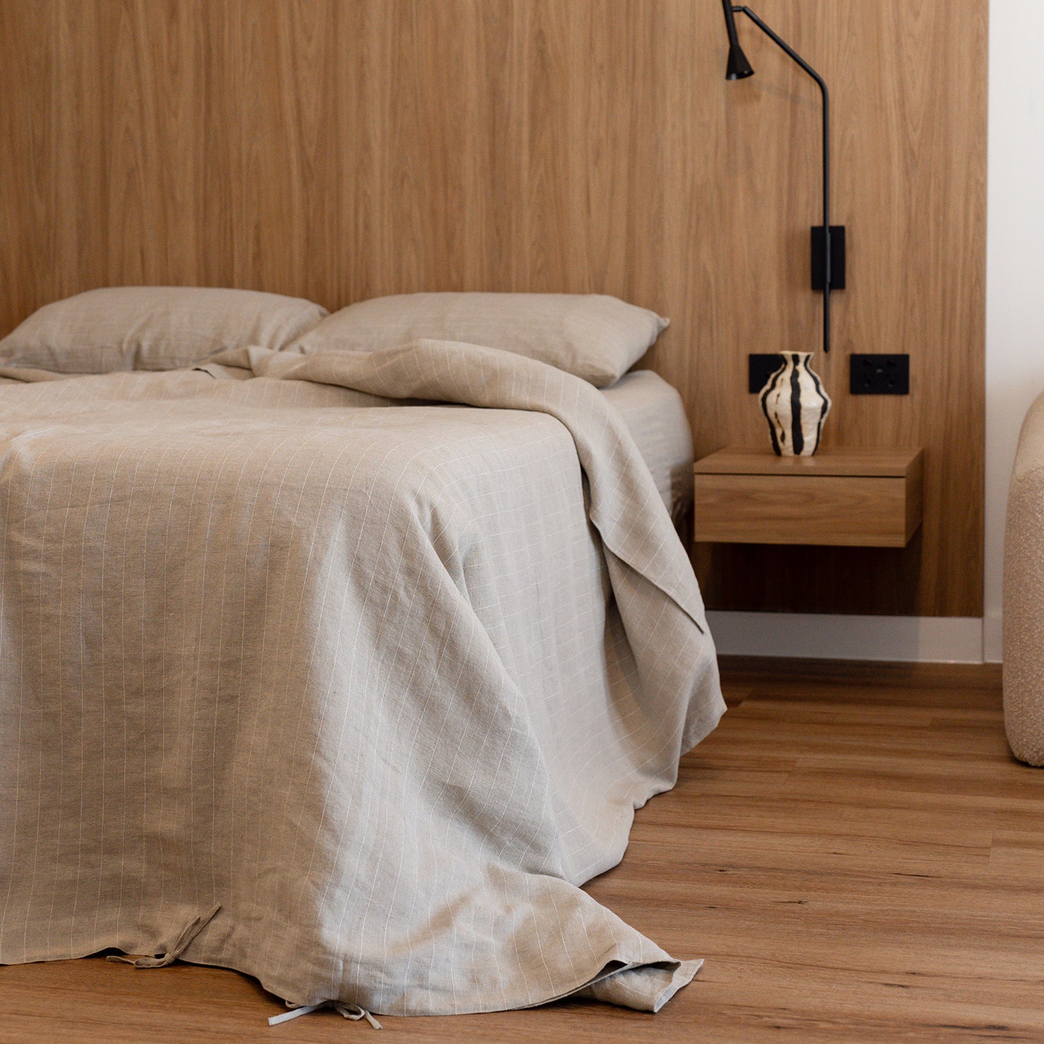 Natural Stripe Linen Duvet Cover - 100% French Flax Linen - Bistara Linen Co.