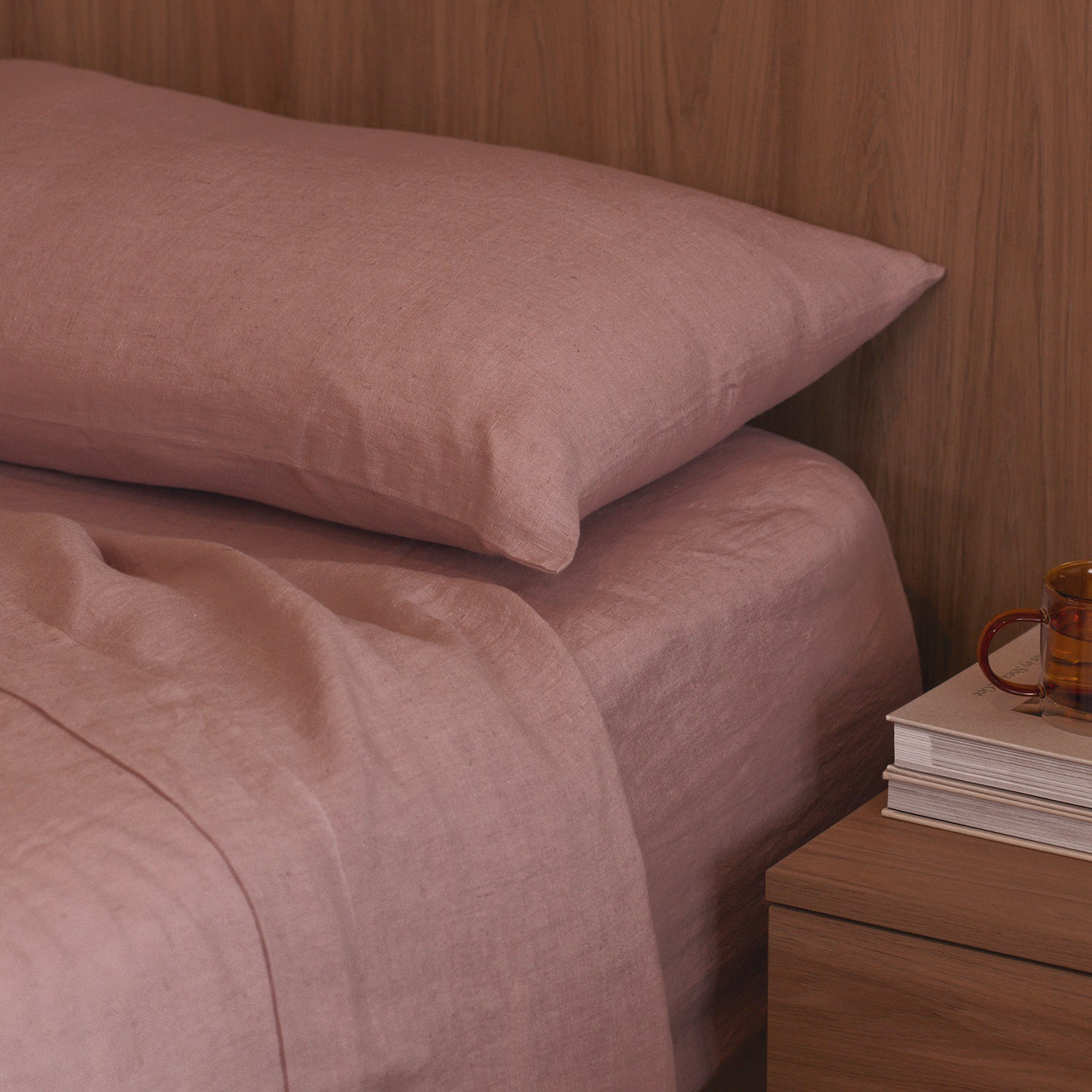 flax linen pillowcase wood rose