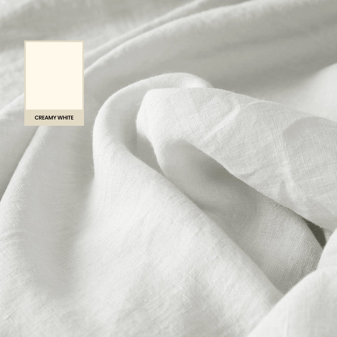Creamy White Linen Sheet Set - 100% French Flax Linen - Bistara Linen Co.