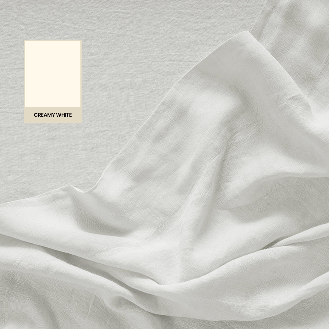 Creamy White Linen Sheet Set - 100% French Flax Linen - Bistara Linen Co.