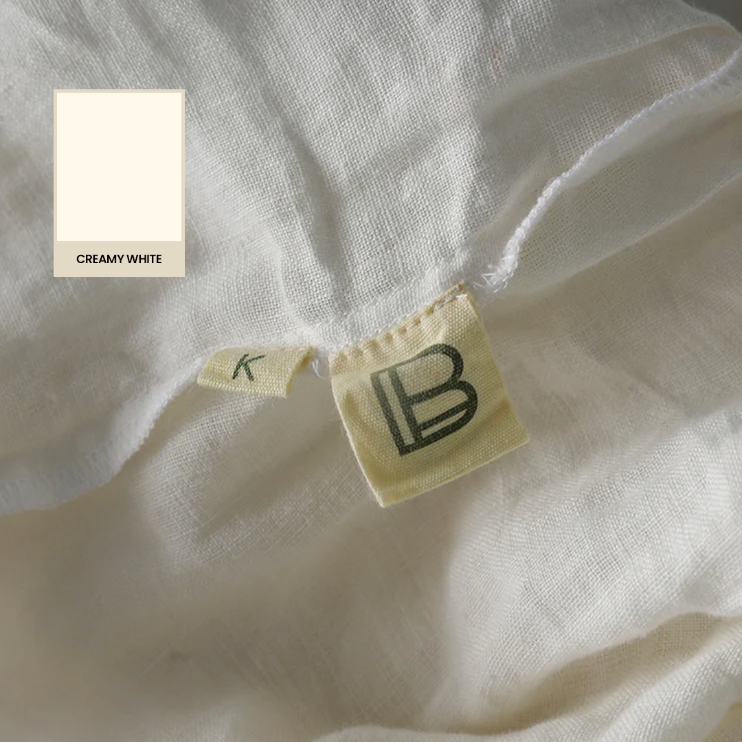 Creamy White Linen Fitted Sheet - 100% French Flax Linen - Bistara Linen Co.