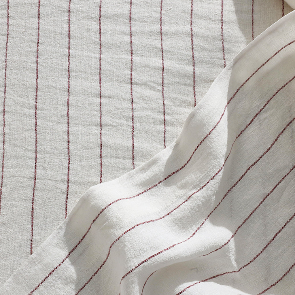 Rose Stripe Linen Flat Sheet - 100% French Flax Linen