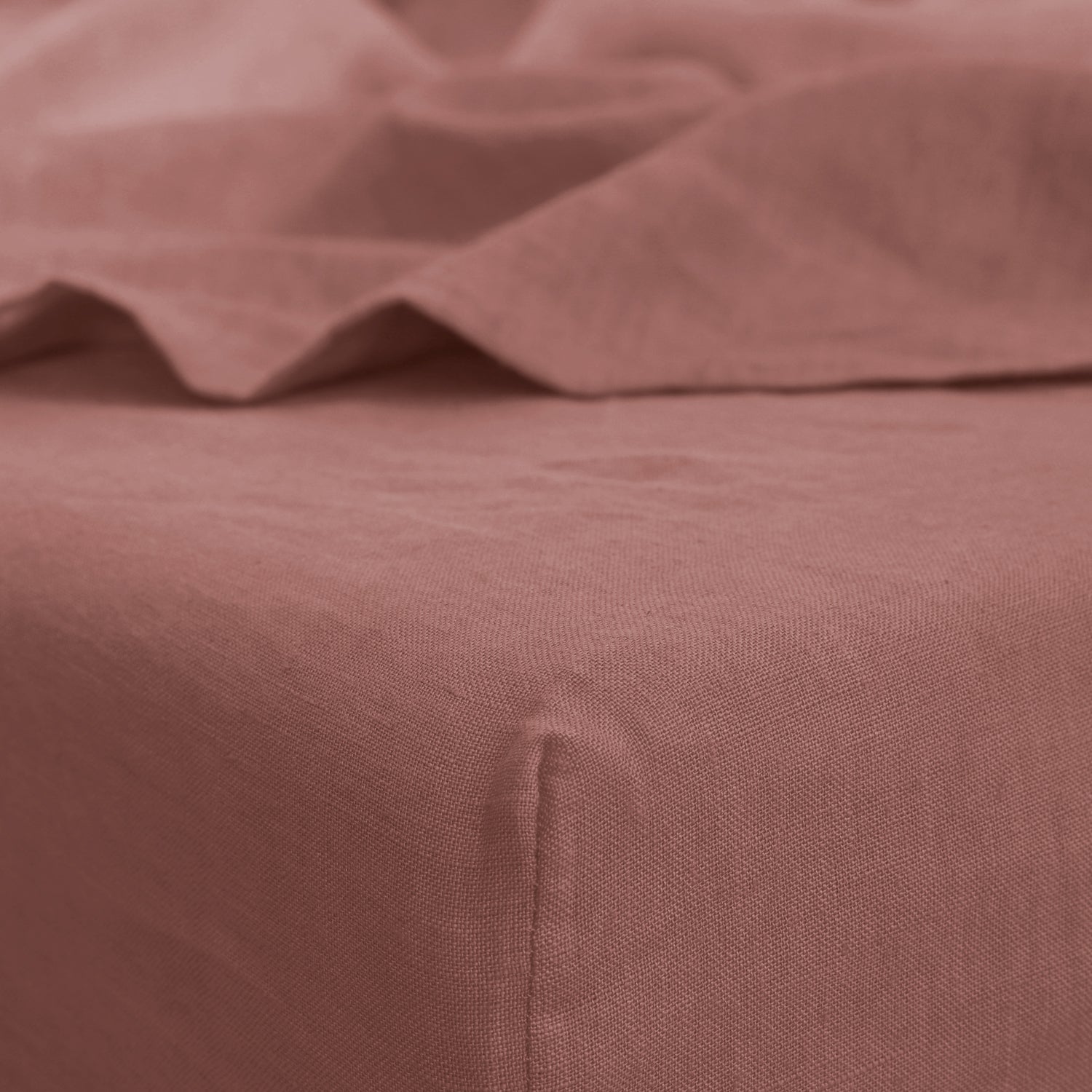 Woodrose Linen Fitted Sheet - 100% French Flax Linen - Bistara Linen Co.