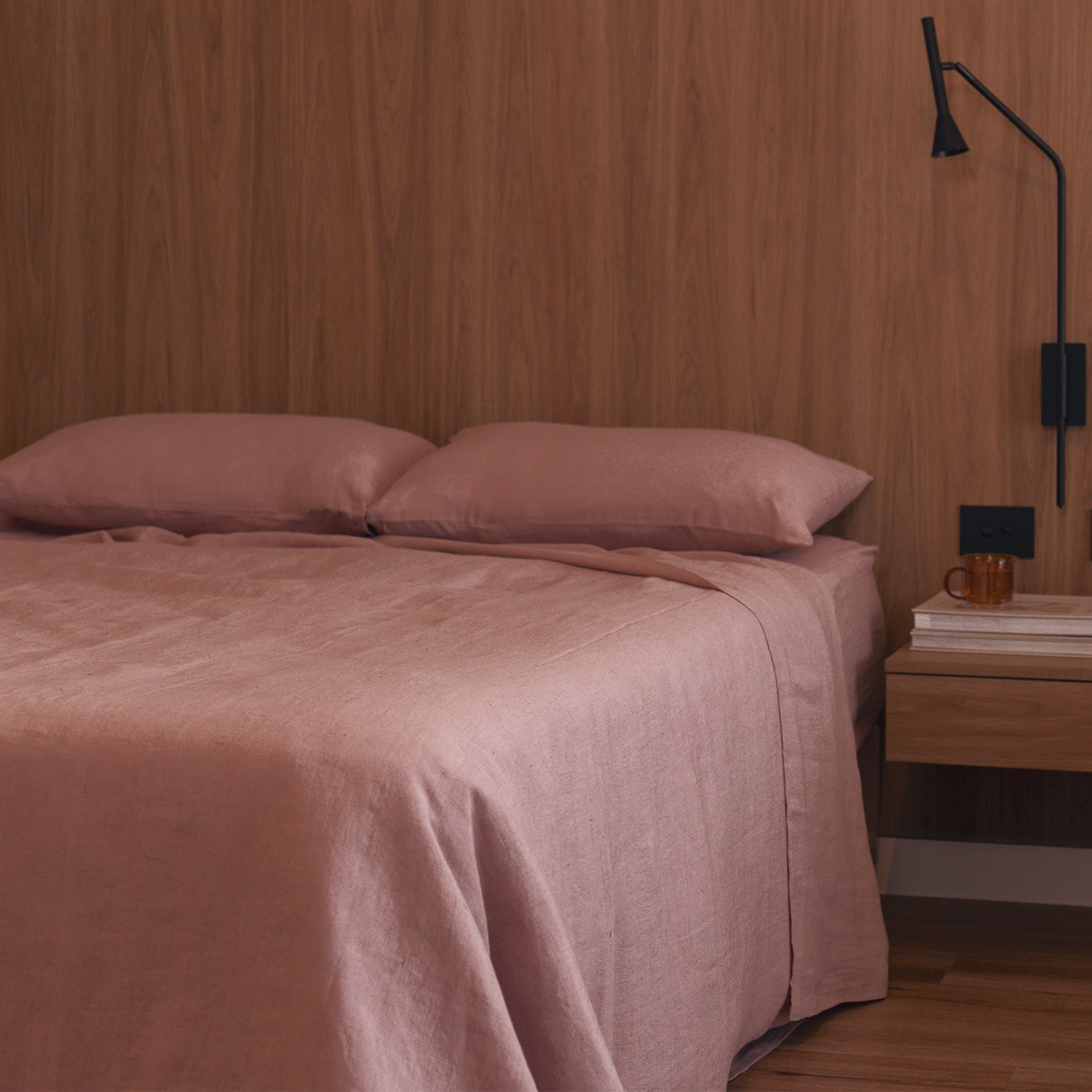 Woodrose Linen Flat Sheet - 100% French Flax Linen - Bistara Linen Co.