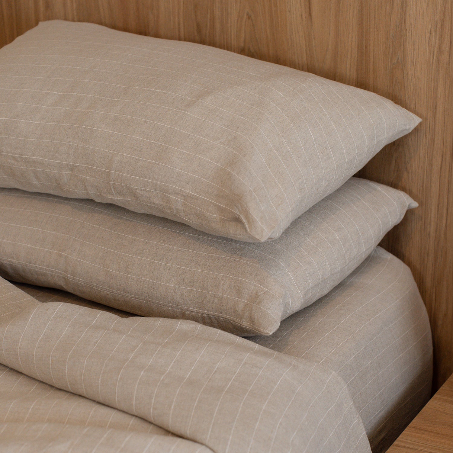 Natural Stripe Linen Flat Sheet - 100% French Flax Linen - Bistara Linen Co.