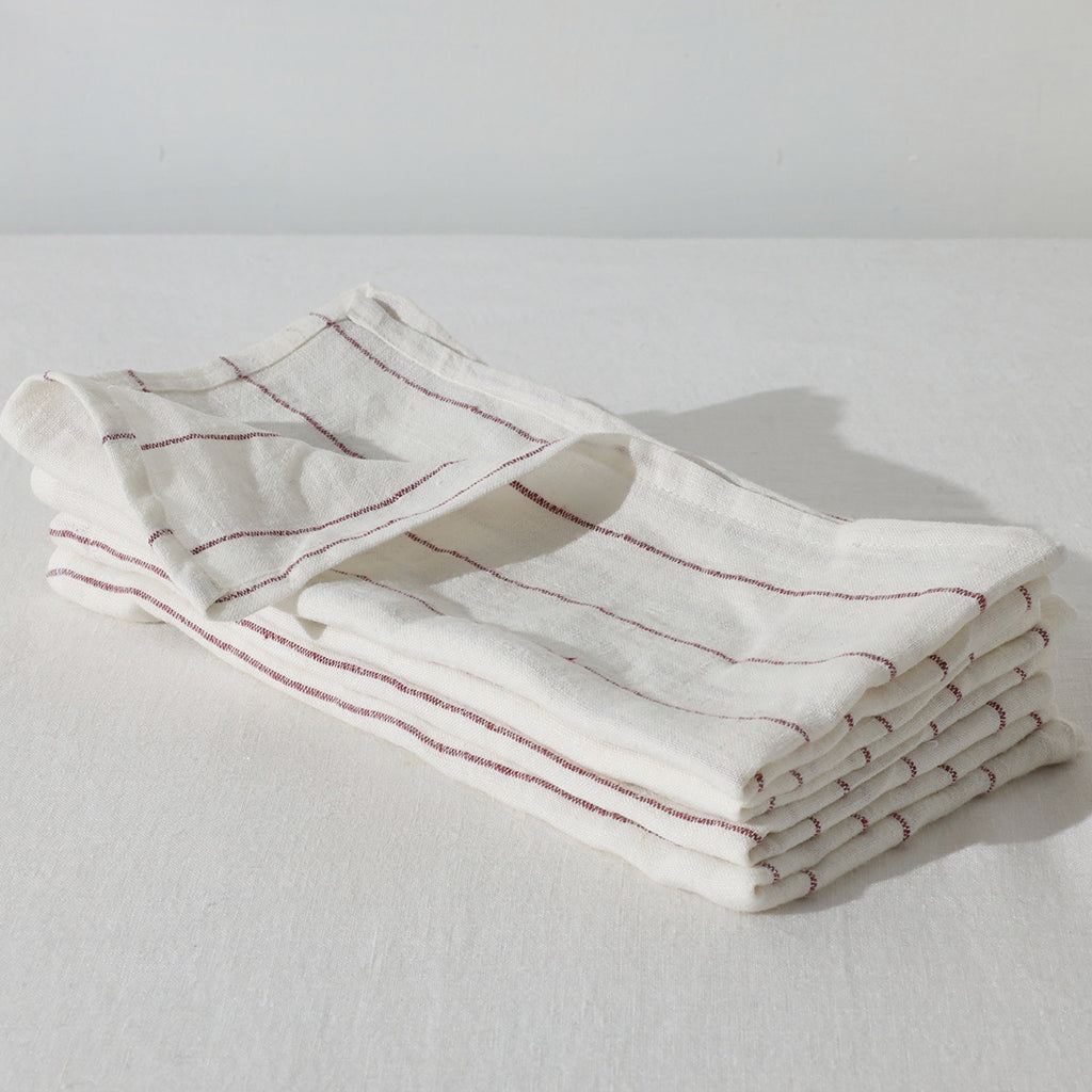 50 cm x 50cm Rose Stripe - 100% French Flax Linen Napkins