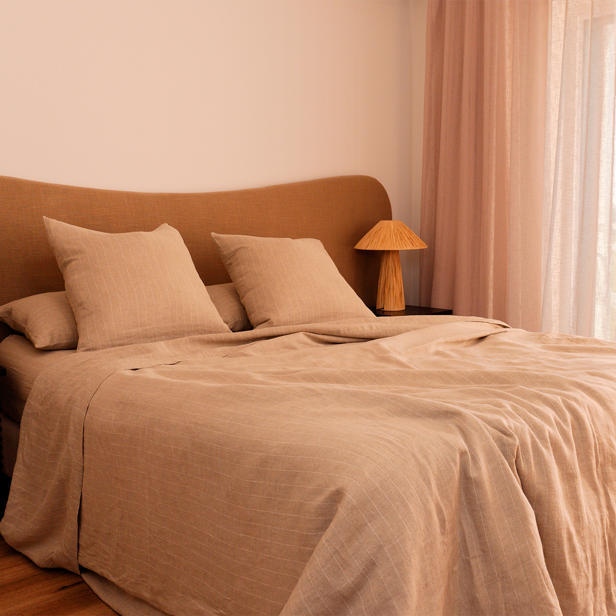 Natural Stripe Linen Duvet Set - 100% French Flax Linen - Bistara Linen Co.