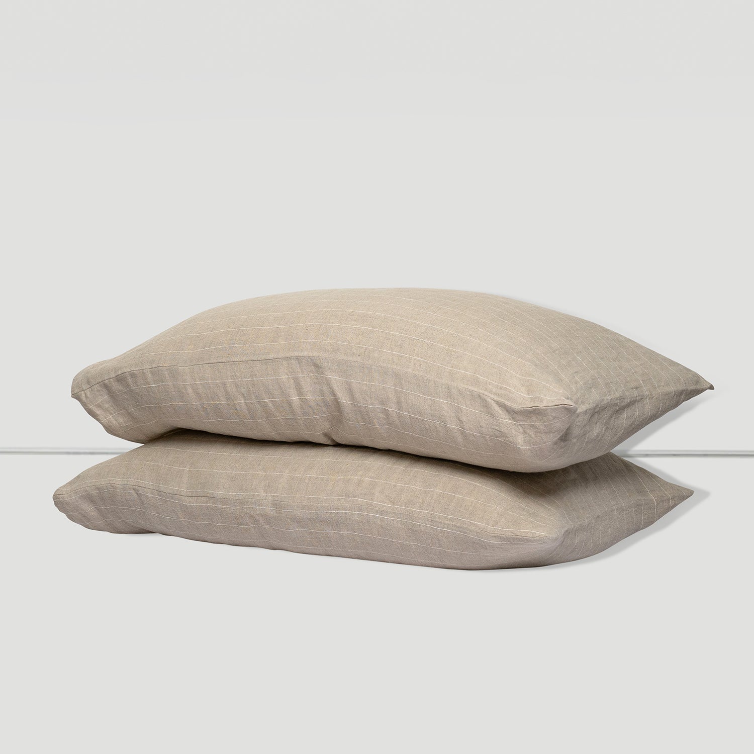 Natural Stripe - 100% French Flax Linen Pillowcases - Bistara Linen Co.