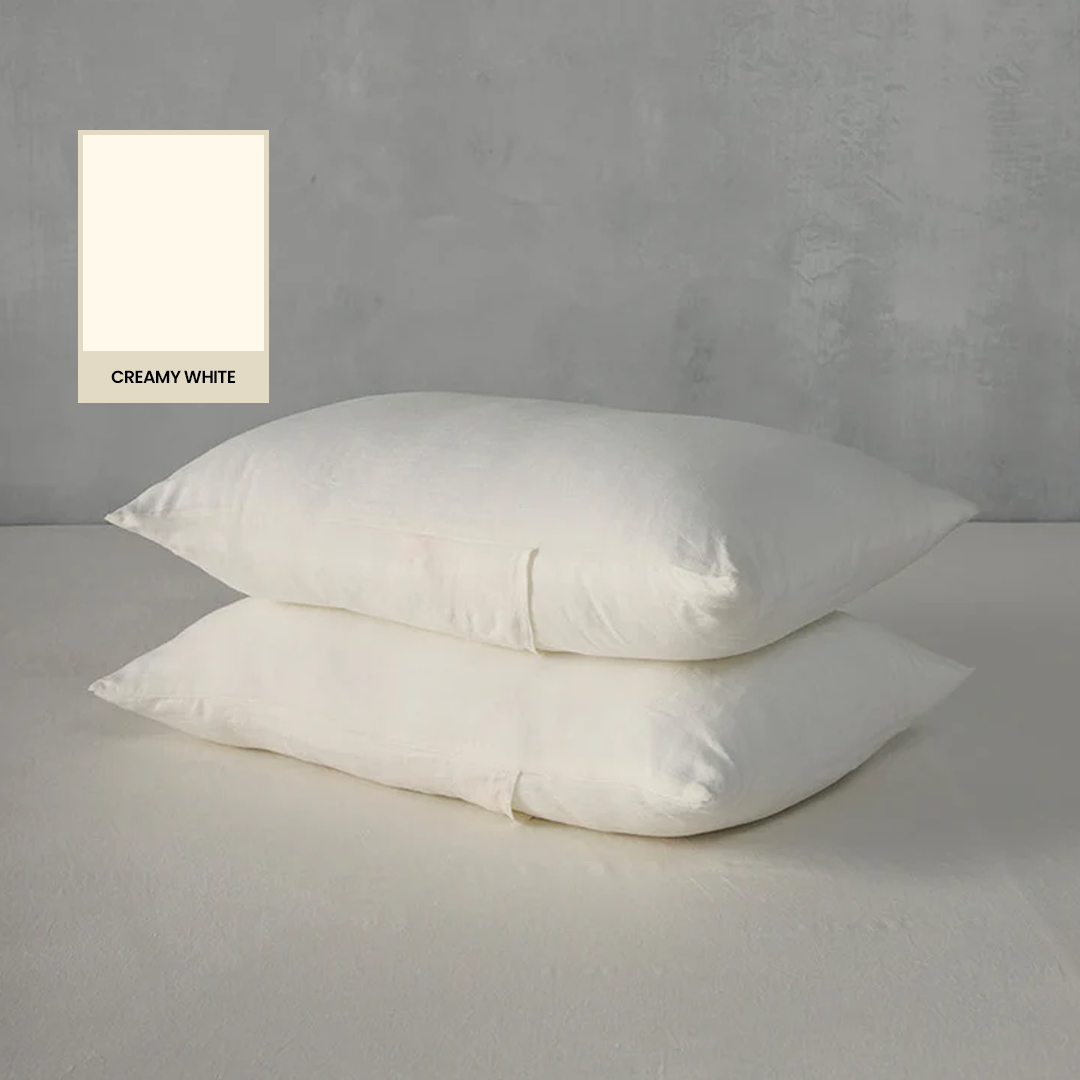 Creamy White - 100% French Flax Linen Pillowcases - Bistara Linen Co.