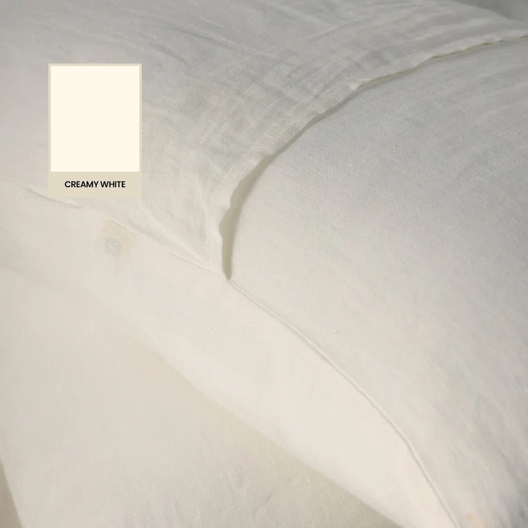 Creamy White Linen Sheet Set - 100% French Flax Linen - Bistara Linen Co.