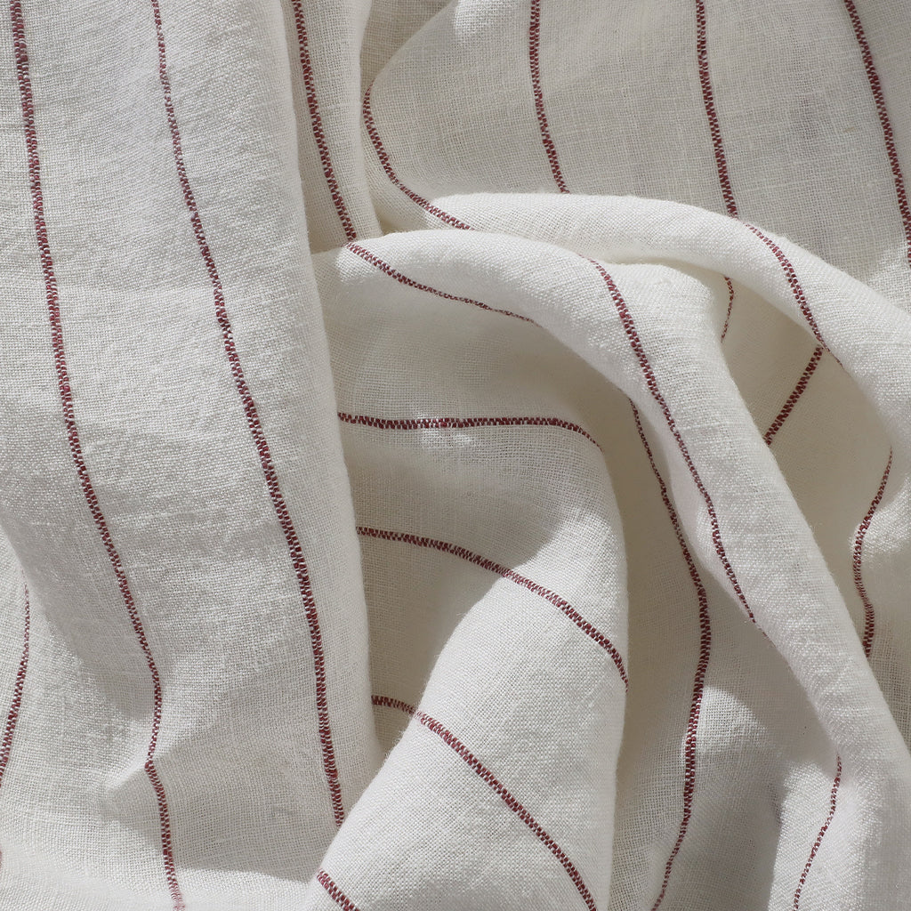 Rose Stripe Linen Flat Sheet - 100% French Flax Linen