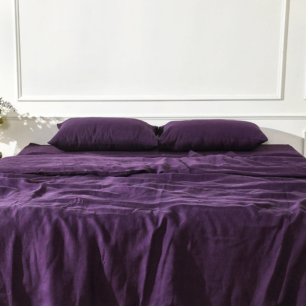 Deep Purple Linen Duvet Cover - 100% French Flax Linen
