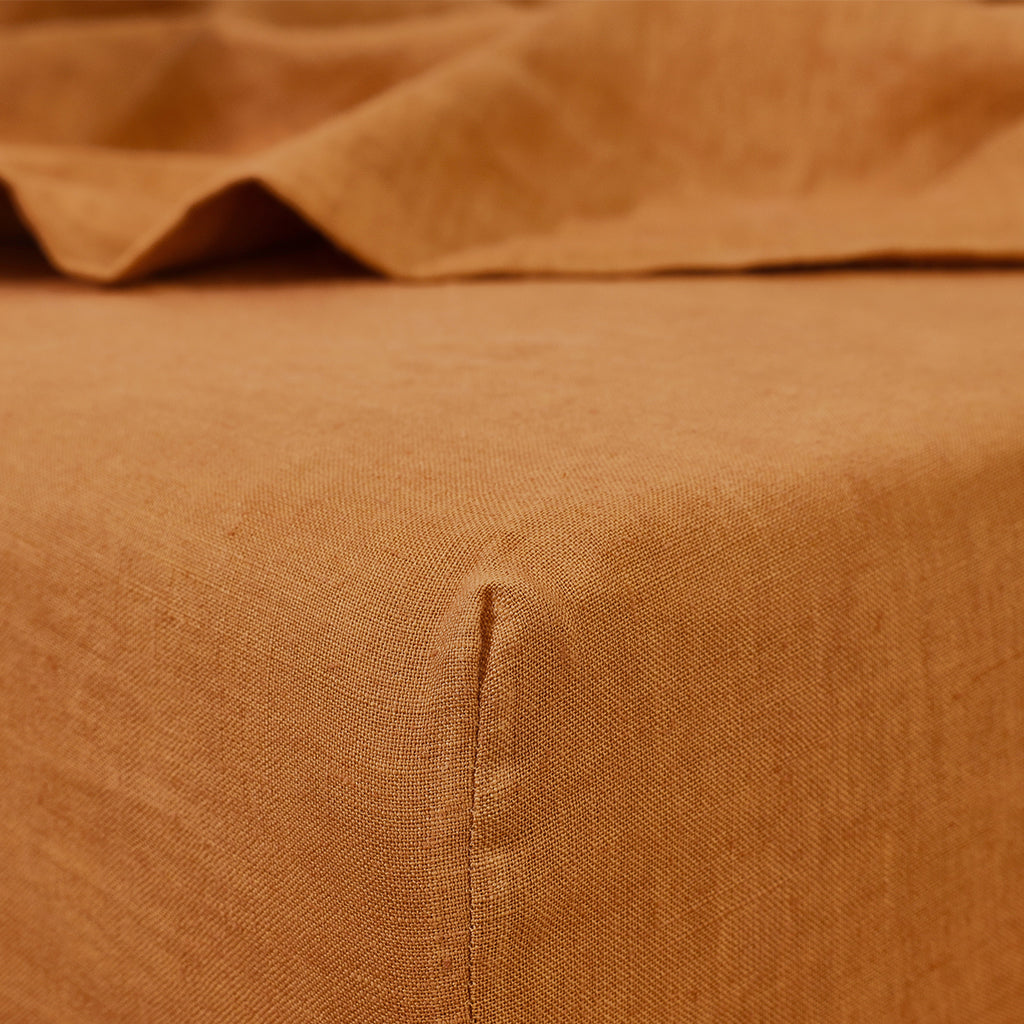 Iced Coffee Linen Fitted Sheet - 100% French Flax Linen