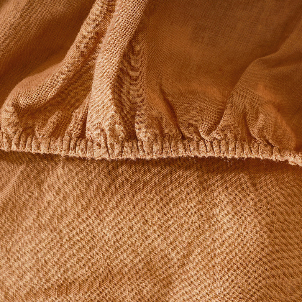 Iced Coffee Linen Fitted Sheet - 100% French Flax Linen