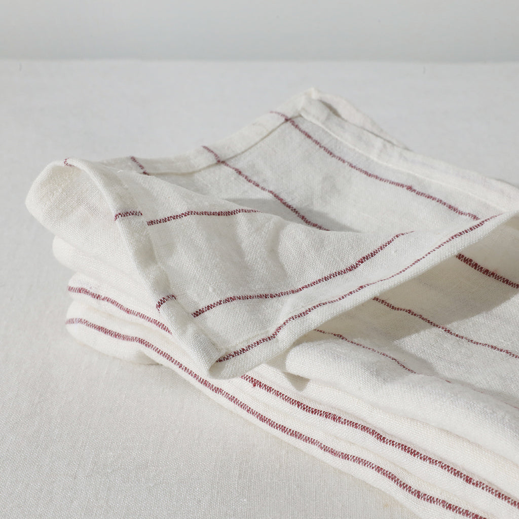 50 cm x 50cm Rose Stripe - 100% French Flax Linen Napkins