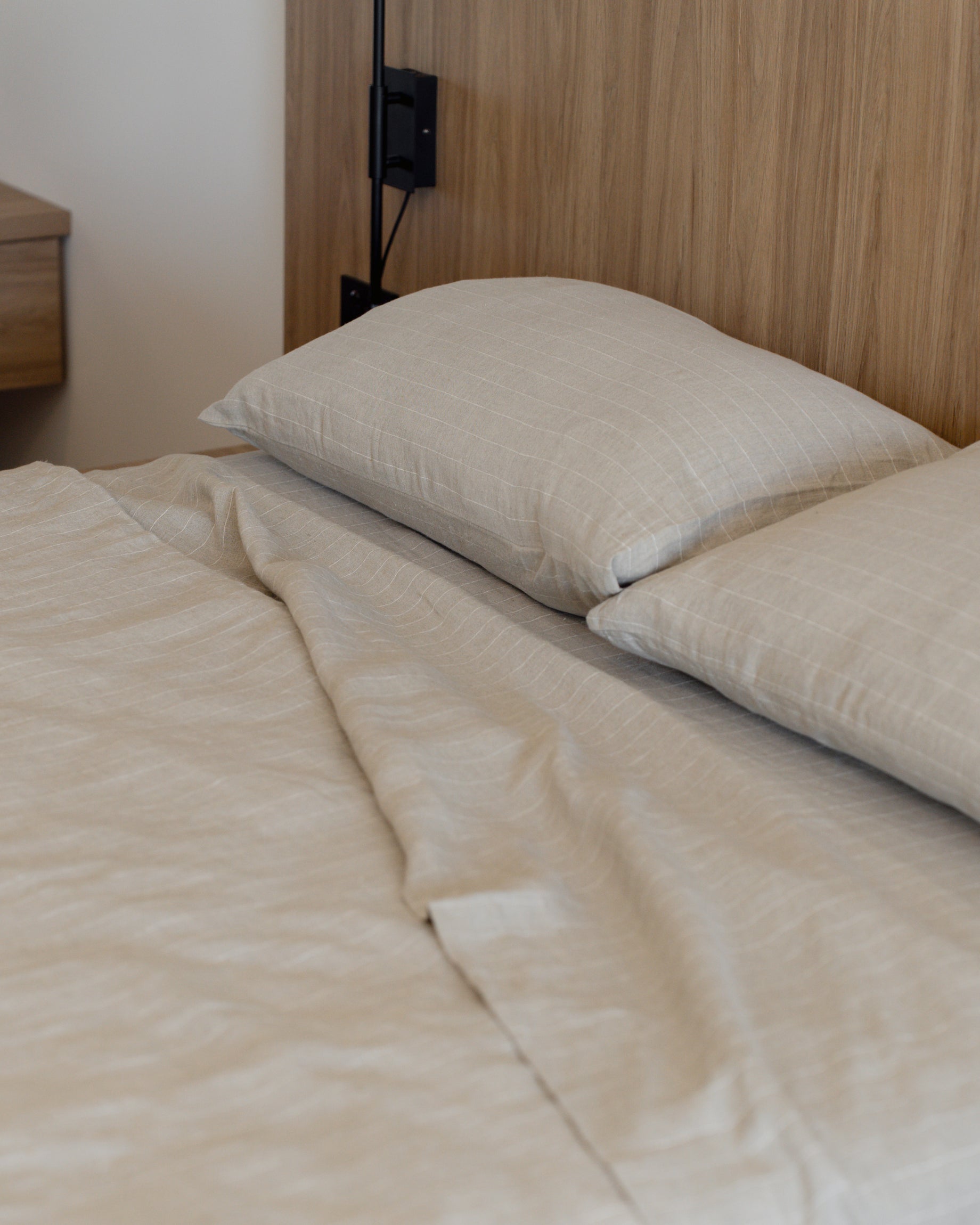 Natural Stripe Linen Fitted Sheet - 100% French Flax Linen