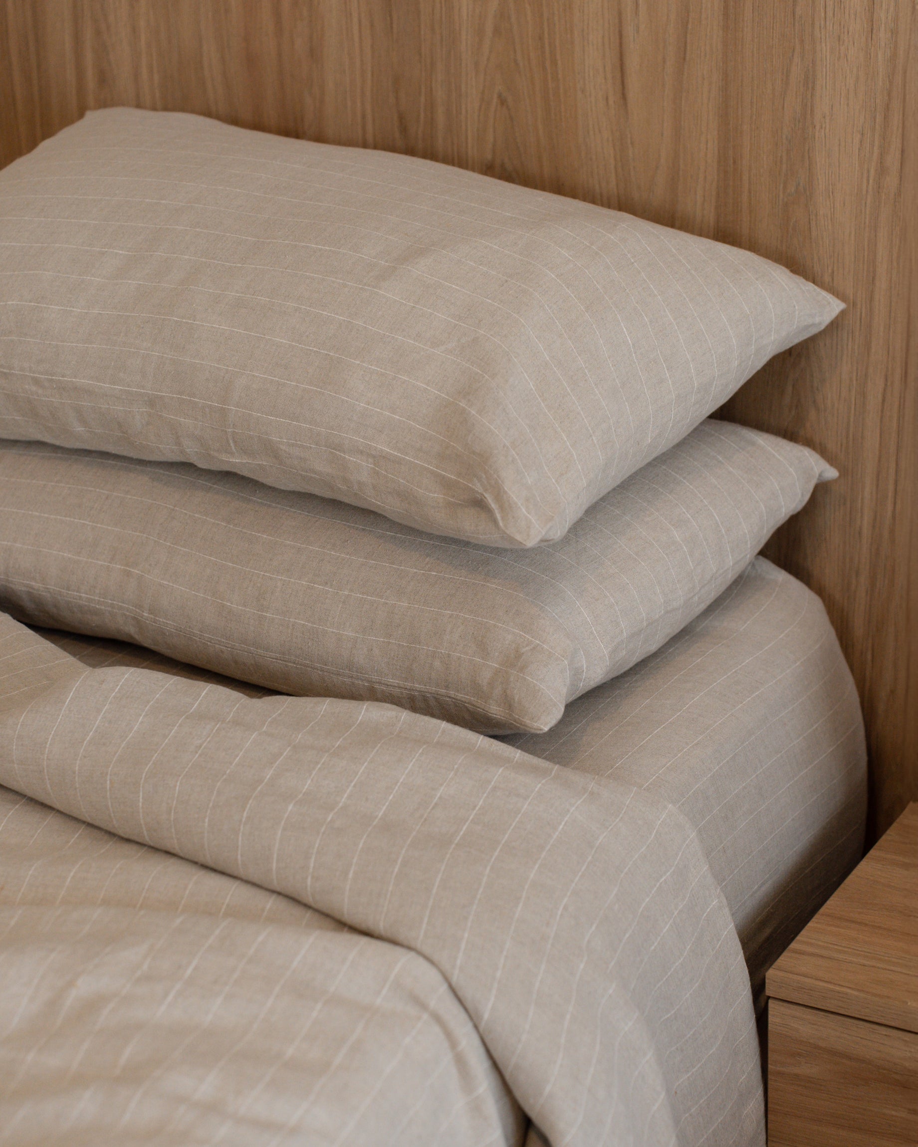 Natural Stripe Linen Flat Sheet - 100% French Flax Linen