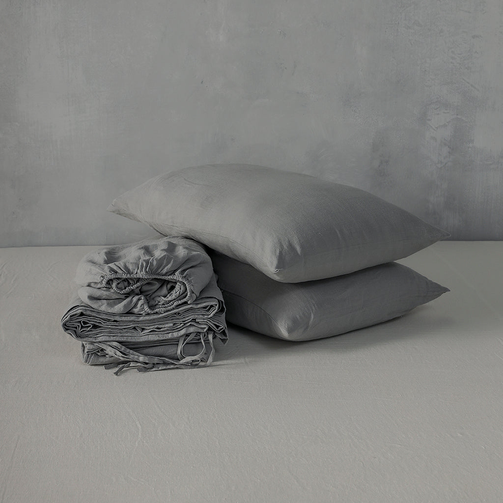 Charcoal Linen Sheet Set - 100% French Flax Linen