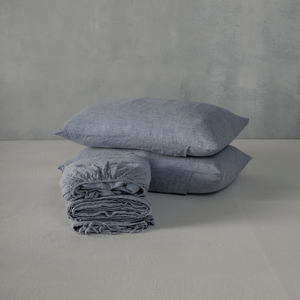 Chambray Linen Sheet Set - 100% French Flax Linen Sheet Set