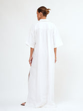 FAITH LONGLINE LINEN SHIRT DRESS - Bistara Linen Co.