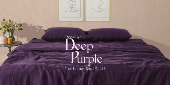 Shop online OEKO-TEX Certified Deep Purple Fitted Linen Sheet Set from Bistara Linen, available in King and Queen size. Free Shipping in Australia on orders over $60.