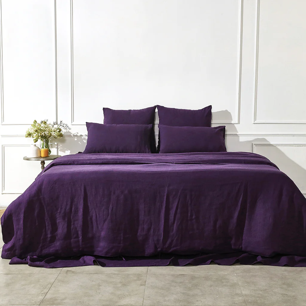 Deep Purple Linen Duvet Set - 100% French Flax Linen