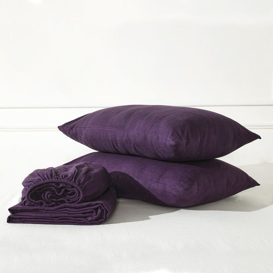 Deep Purple Linen Sheet Set - 100% French Flax Linen