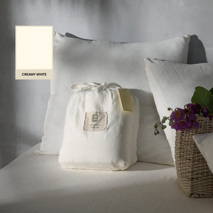 Creamy White Linen Duvet Set - 100% French Flax Linen