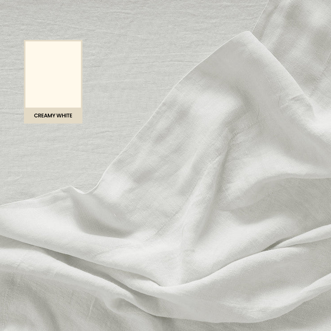 Creamy White Linen Flat Sheet - 100% French Flax Linen