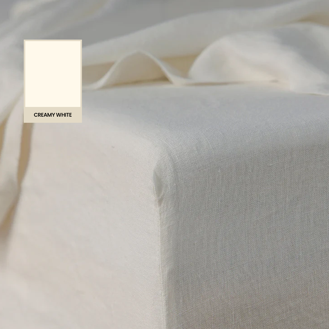 Creamy White Linen Fitted Sheet - 100% French Flax Linen