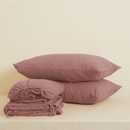 Woodrose Linen Sheet Set - 100% French Flax Linen