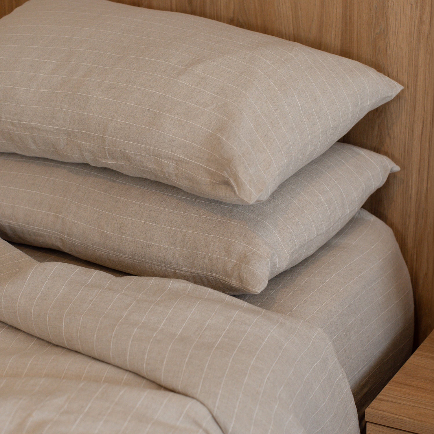 Natural Stripe - 100% French Flax Linen Pillowcases