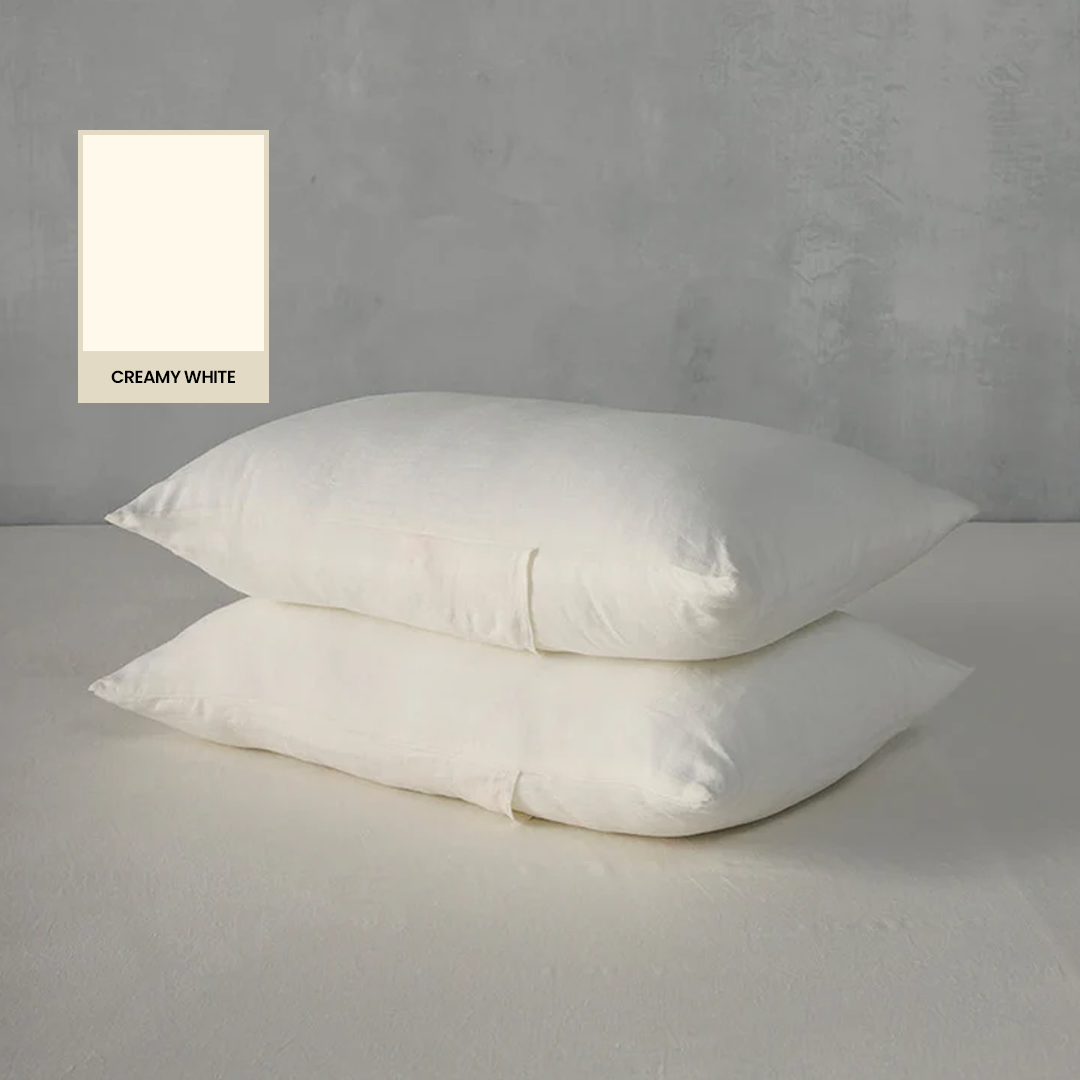 Creamy White - 100% French Flax Linen Pillowcases