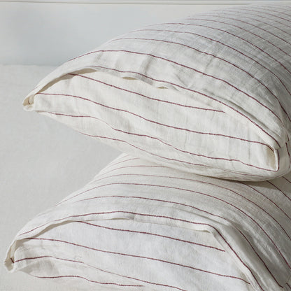 60cm x 60cm Rose Stripe Linen Euros - 100% French Flax Linen