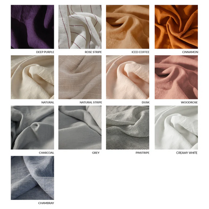 Rose Stripe Linen Sheet Set - 100% French Flax Linen