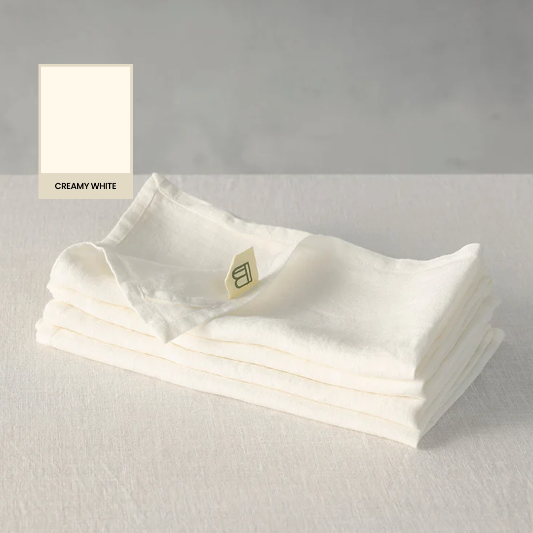 Creamy White - 100% French Flax Linen Napkins