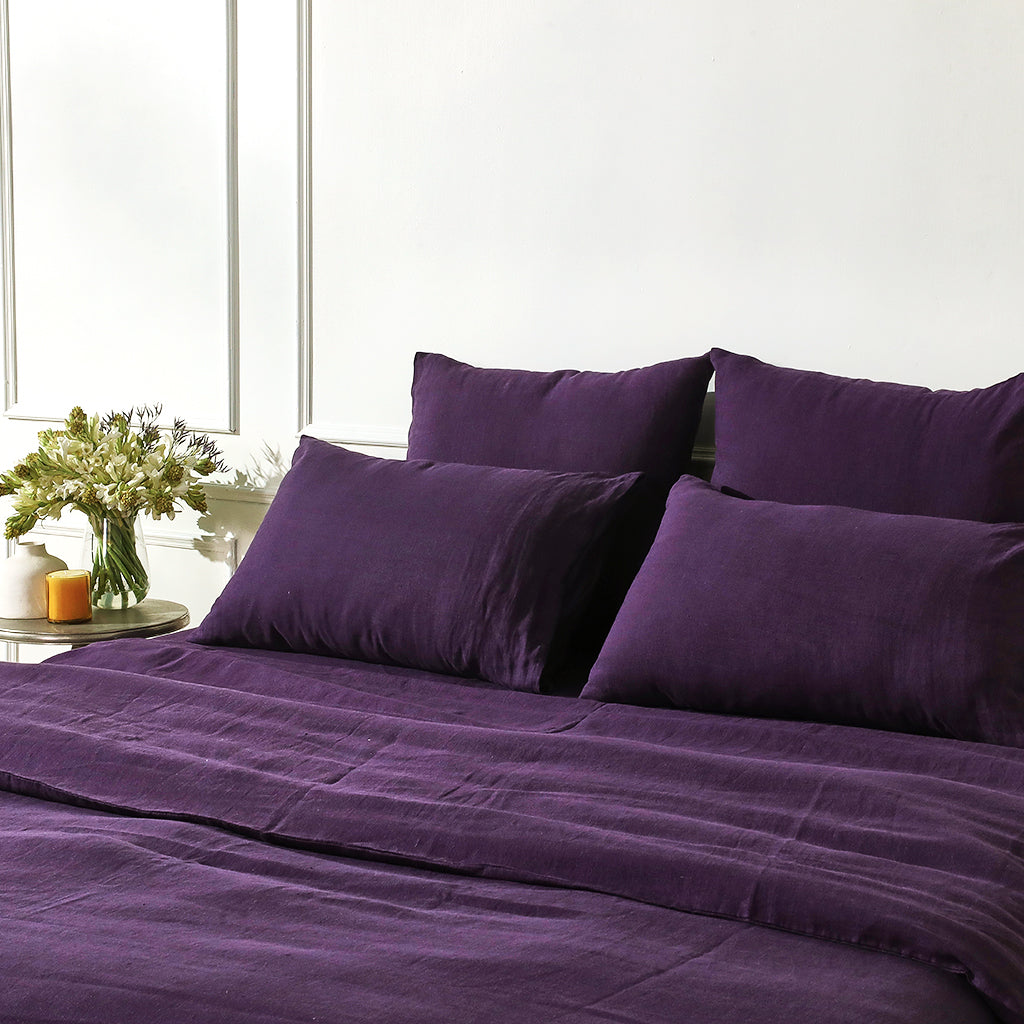 Standared Deep Purple - 100% French Flax Linen Pillowcases