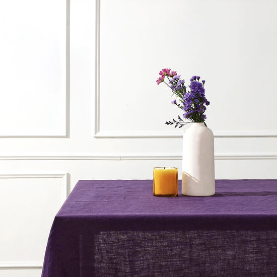 Deep Purple - 100% French Flax Linen Tablecloth
