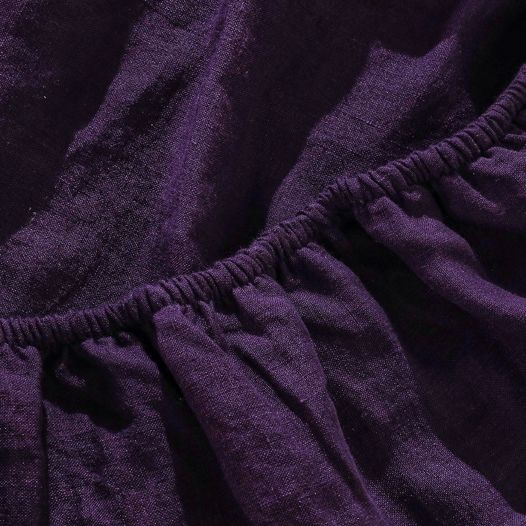 Deep Purple Linen Fitted Sheet - 100% French Flax Linen