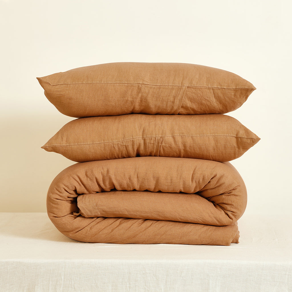 Iced Coffee Linen Duvet Set - 100% French Flax Linen