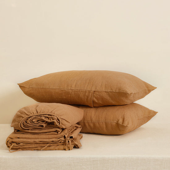 Iced Coffee Linen Sheet Set - 100% French Flax Linen