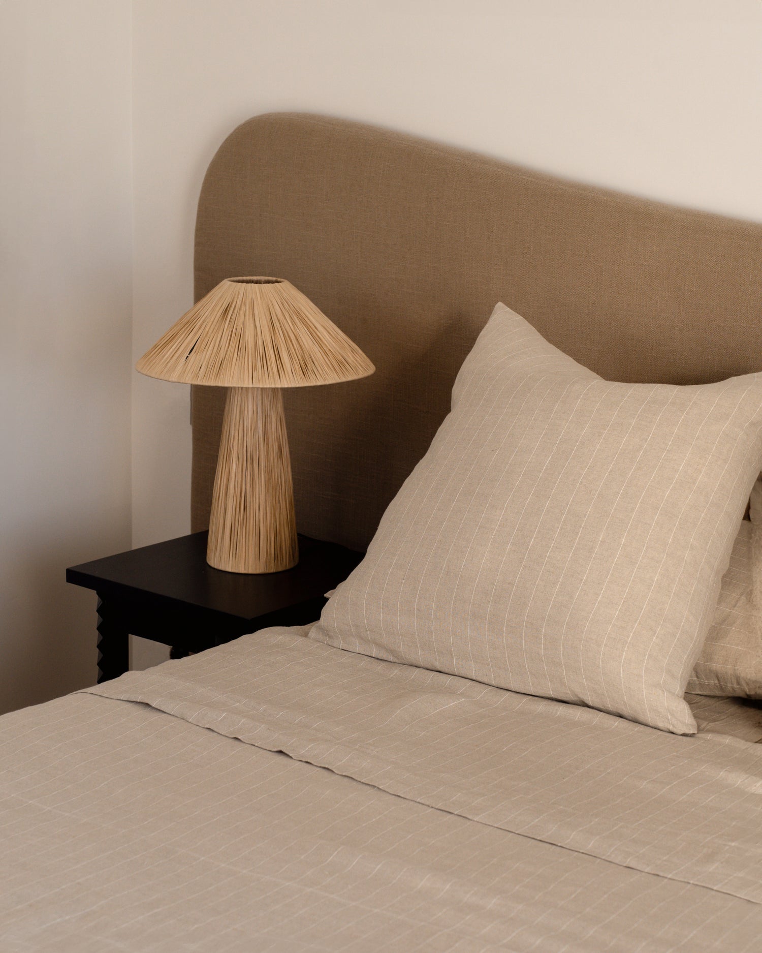 Natural Stripe Linen Euros - 100% French Flax Linen