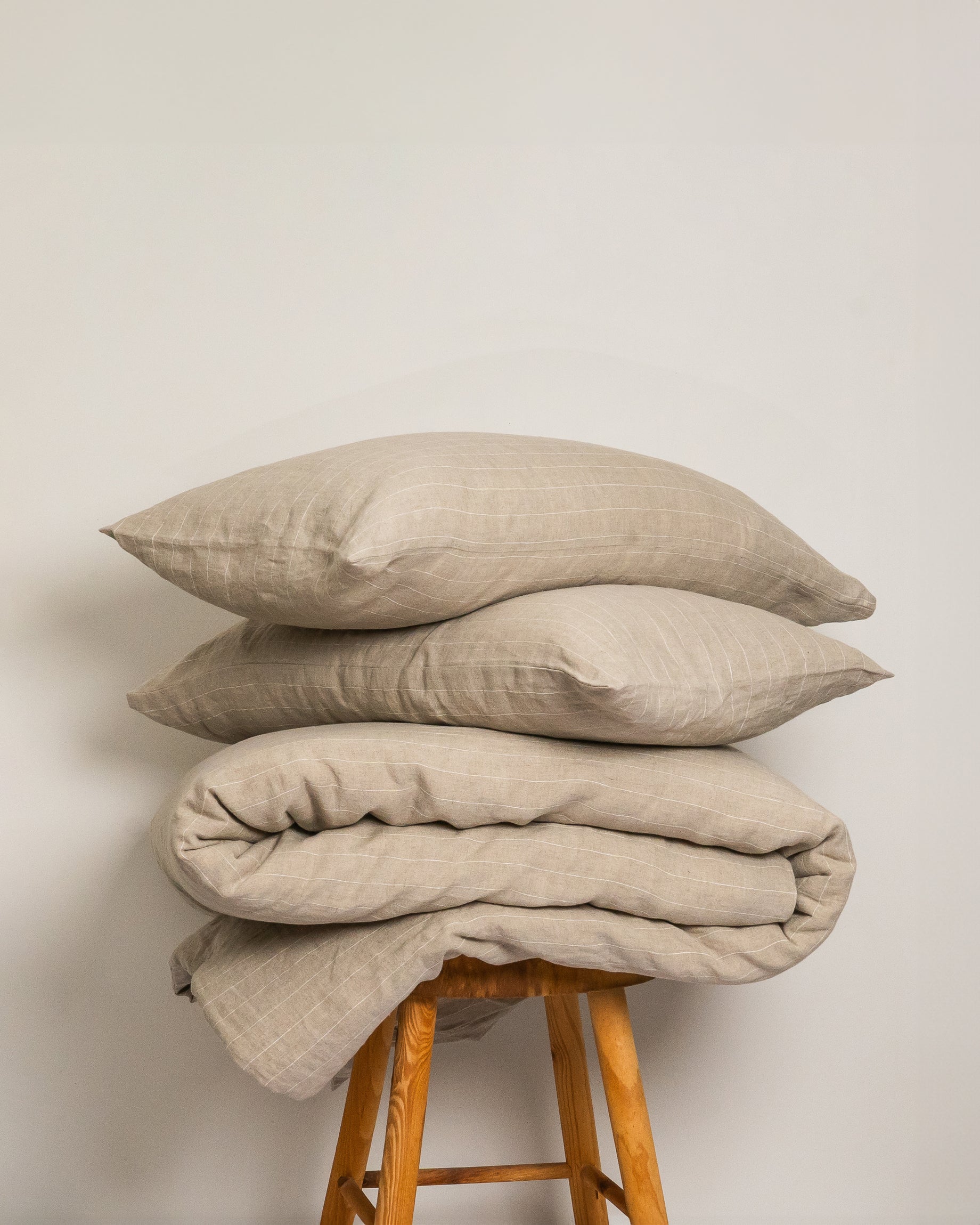 Natural Stripe Linen Duvet Set - 100% French Flax Linen