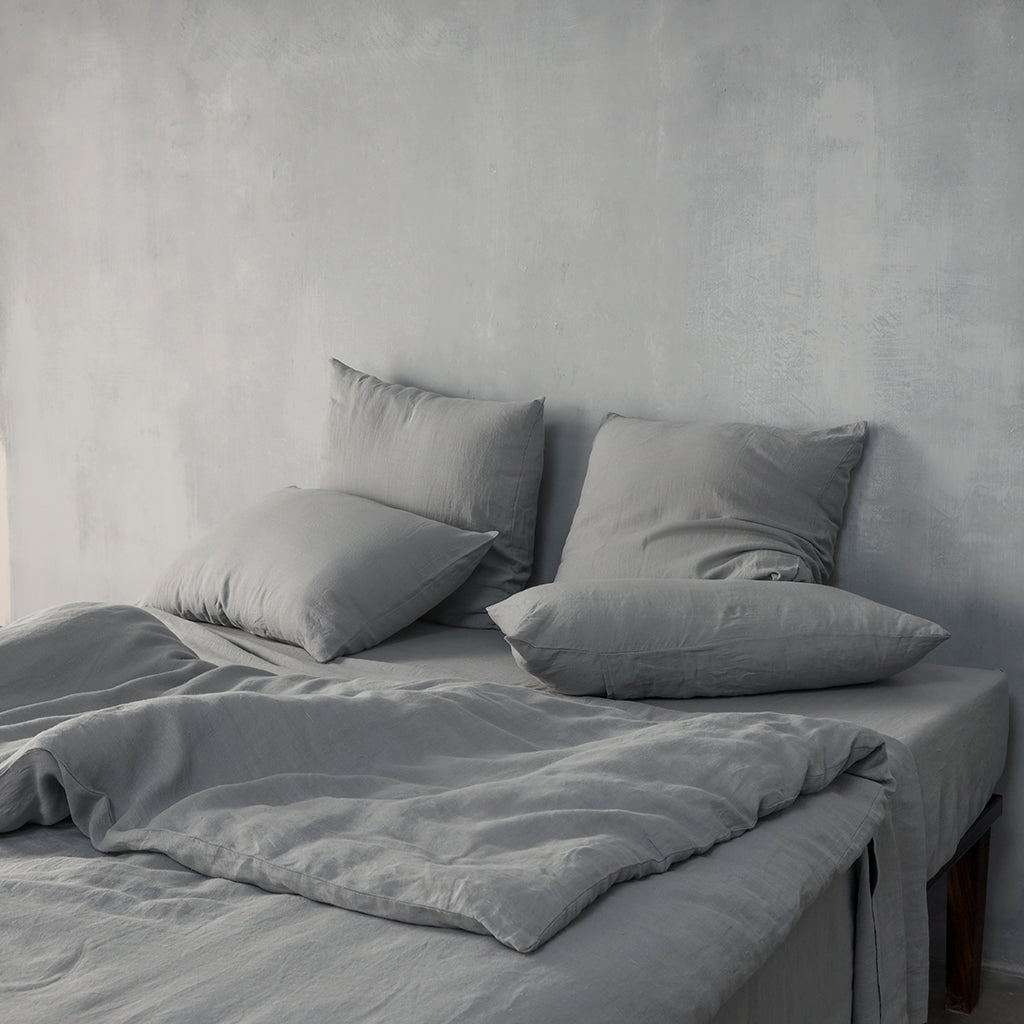 Charcoal Linen Fitted Sheets - 100% French Flax Linen