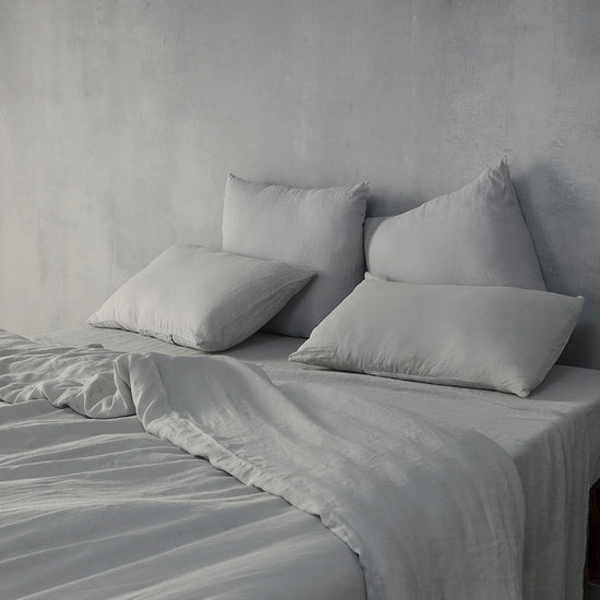 Grey Linen Fitted Sheets - 100% French Flax Linen