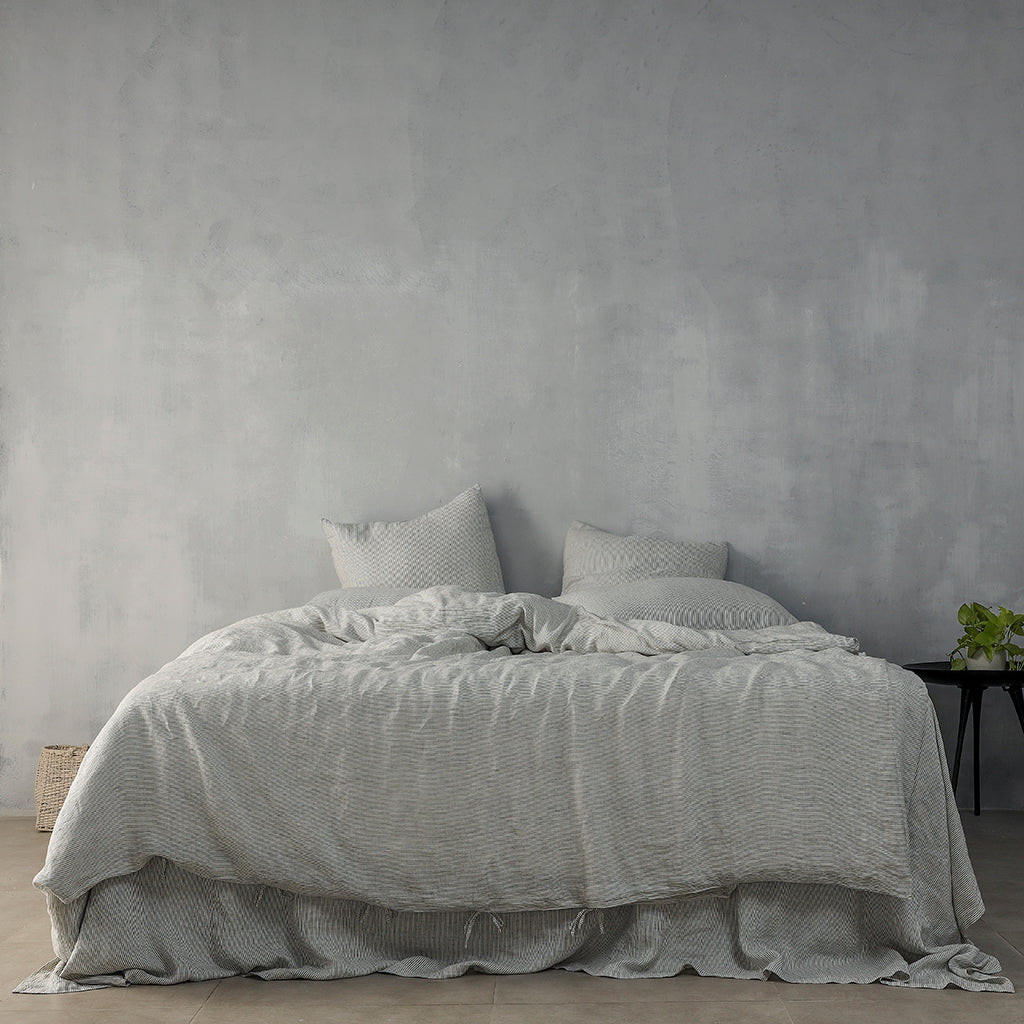 Pinstripe Linen Duvet Set - 100% French Flax Linen